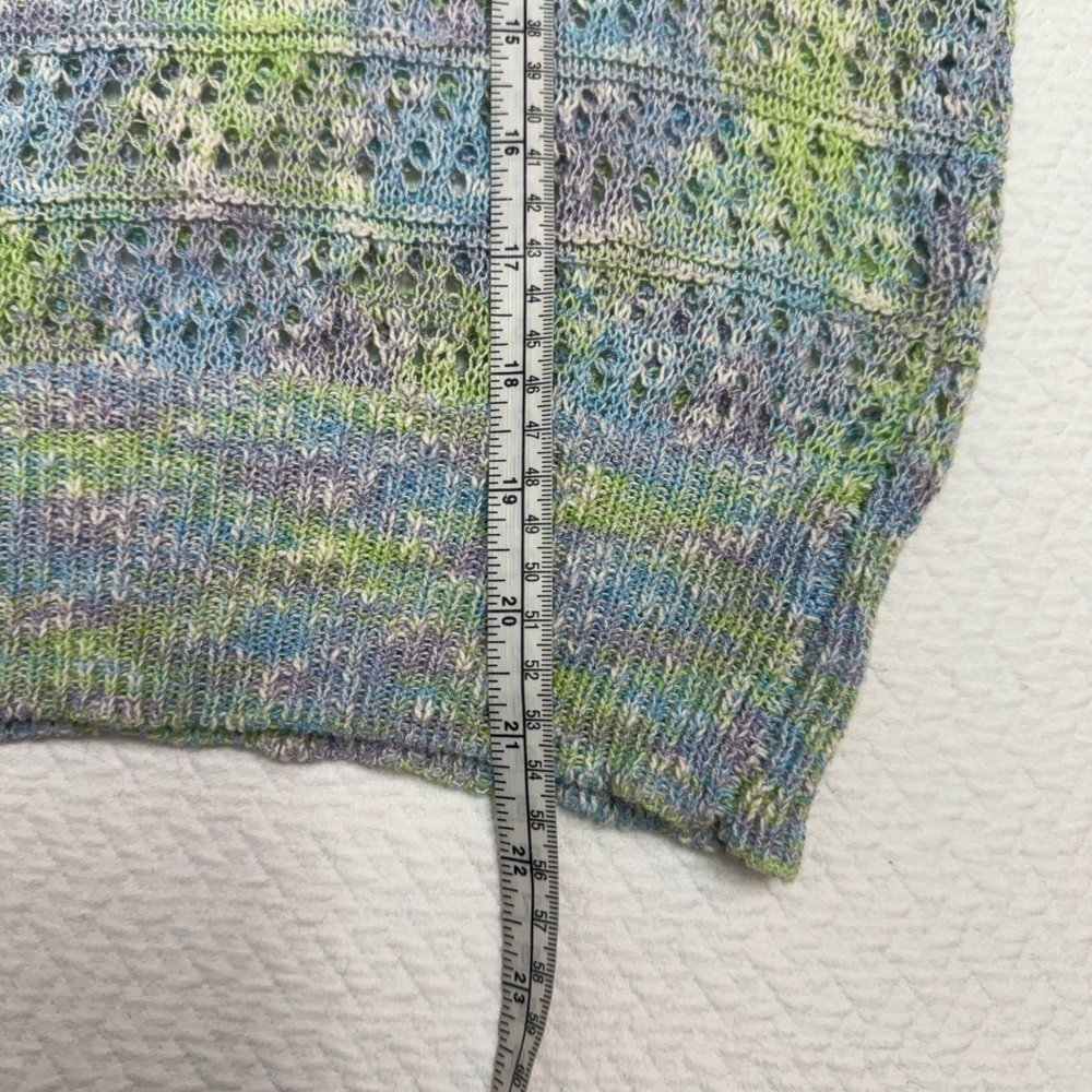Black Tape Open-Stitch Green Blue Pullover Crew Neck Sweater Size S - Picture 11 of 12